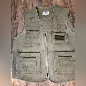 Olive Green Utility Vest with Flag Patch